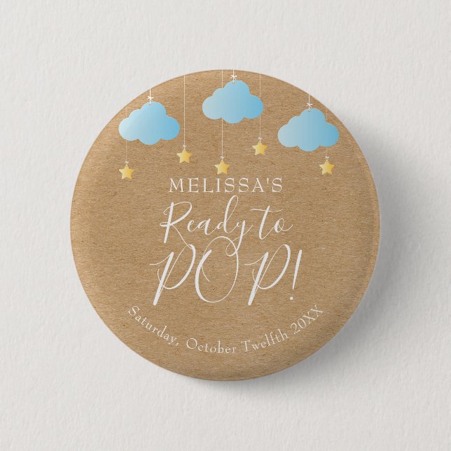 Redo till POP Twinkle Twinkle Blue Rustic Kraft Knapp (Framsida)