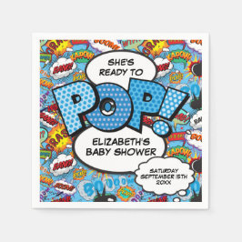 Redo till popup Baby Shower Blue Tecknad Bok Pappersservett