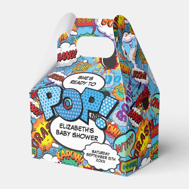 Redo till popup Baby Shower Blue Tecknad Bok Presentaskar (Framsidan Sidan)