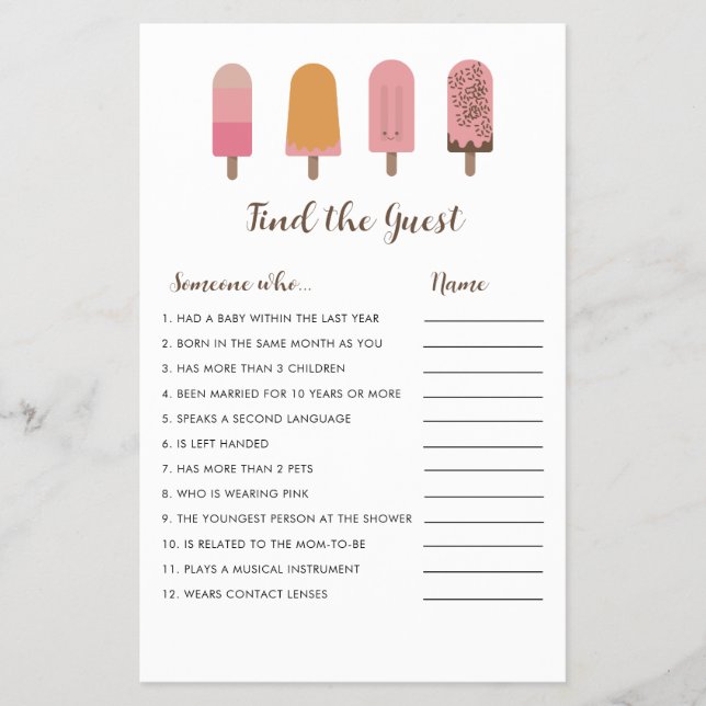 Redo till popup Baby Shower Hitta gästspel Flygblad (Framsidan)