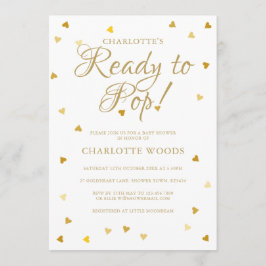 Redo till popup Guld Hearts Baby Shower / Sprinkle Inbjudningar
