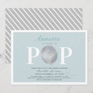Redo till popup Modern Blue Balloon Baby Shower Inbjudningar