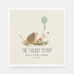 Redo till popup-svampar Hedgehog Baby Shower Pappersservett