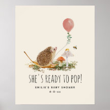 Redo till popup-svampar Hedgehog Baby Shower Rosa