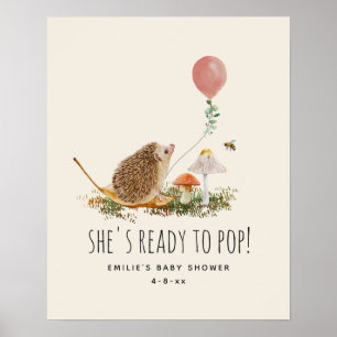 Redo till popup-svampar Hedgehog Baby Shower Rosa Poster