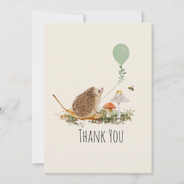 Redo till popup-svampar Hedgehog Baby Shower Tack Kort (Framsida)