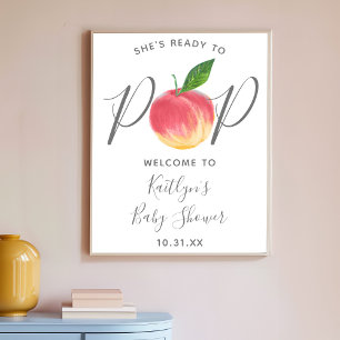 Redo till popup Välkomstskylt för persiko-babysk Poster