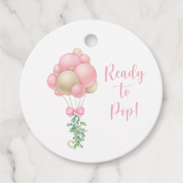 Redo till Rosa Balloons Girl Baby Shower Gåvor Etiketter