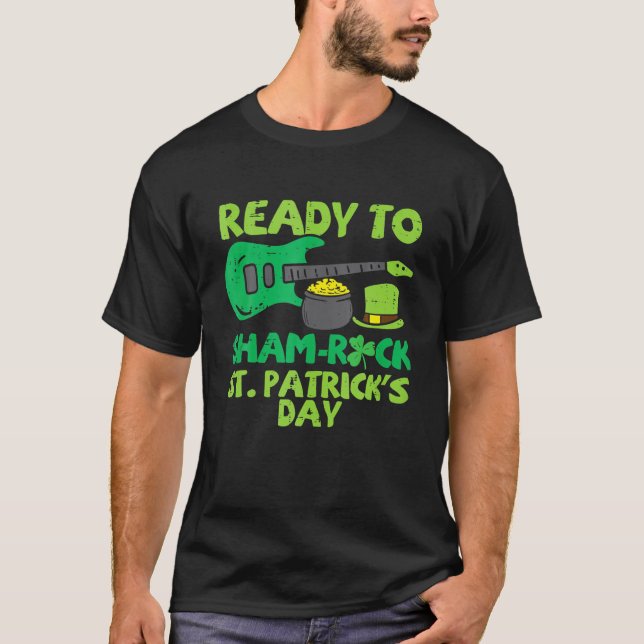 Redo till Sham Sten St patricks day Guitar Guitari T Shirt (Framsida)