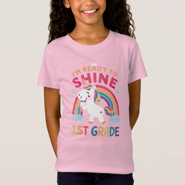 Redo till Shine 1:a Klass Unicorn T Shirt (Framsida)