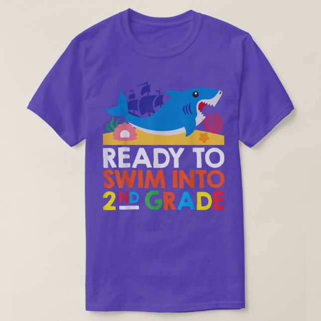 Redo till Simma till andra Klass-haj Back to schoo T Shirt (Design framsida)