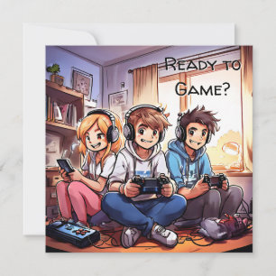 Redo till spel? Pojks spelfödelsedag Inbjudningar
