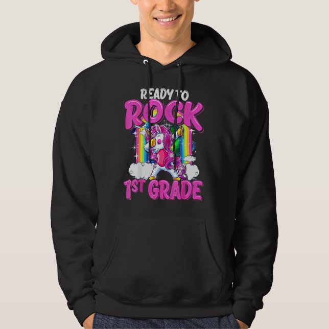 Redo till Sten 1:a Klass-dabbhögen Unicorn tillbak Hoodie (Framsida)