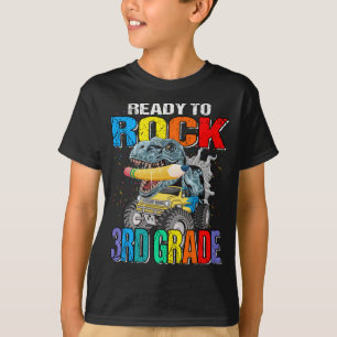 Redo till Sten 3:e Klass Monster Lastbil Dinosaur T Shirt