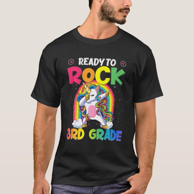 Redo till Sten 3RD Klass Dabbing Unicorn tillbaka  T Shirt (Framsida)
