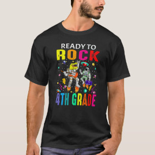 Redo till Sten 4:e Klass Astronaut Dinosaur tillba T Shirt