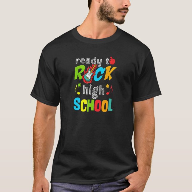Redo till Sten High School Back to school Guitar_1 T Shirt (Framsida)
