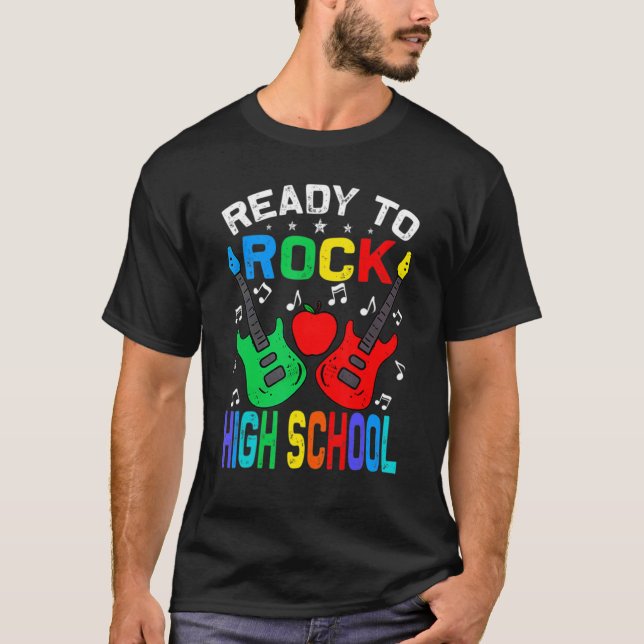 Redo till Sten High School Back to school Guitar T Shirt (Framsida)