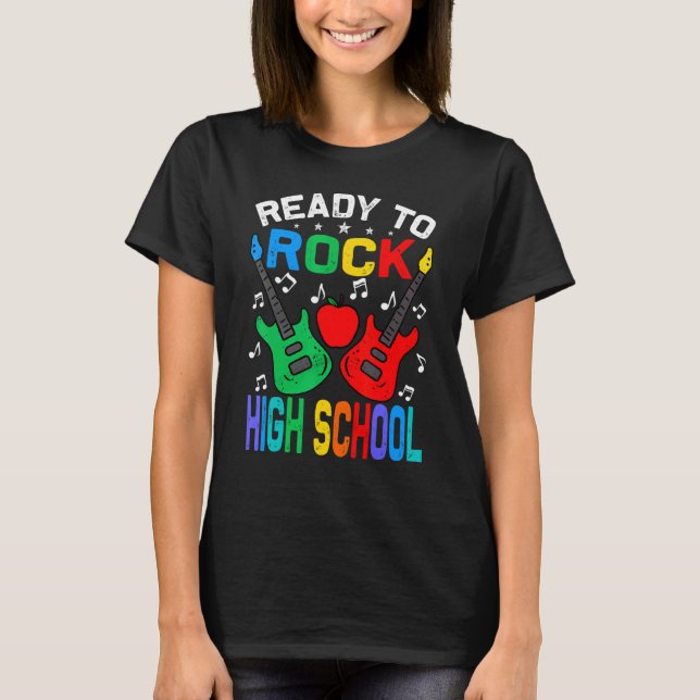 Redo till Sten High School Back to school Guitar T Shirt (Framsida)