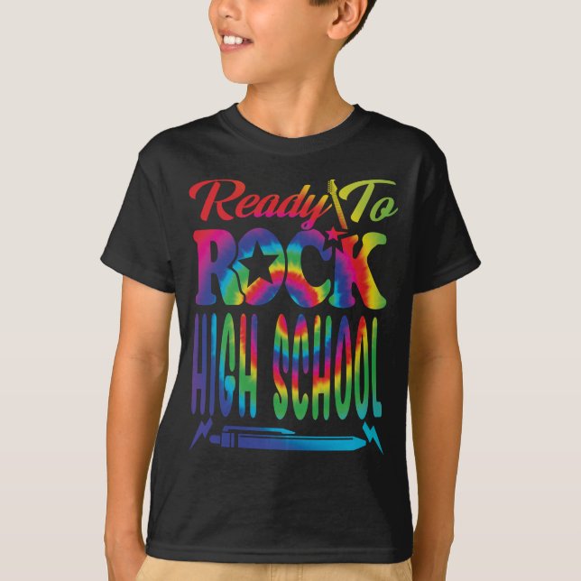 Redo till Sten High School Back to school Tie Dye T Shirt (Framsida)