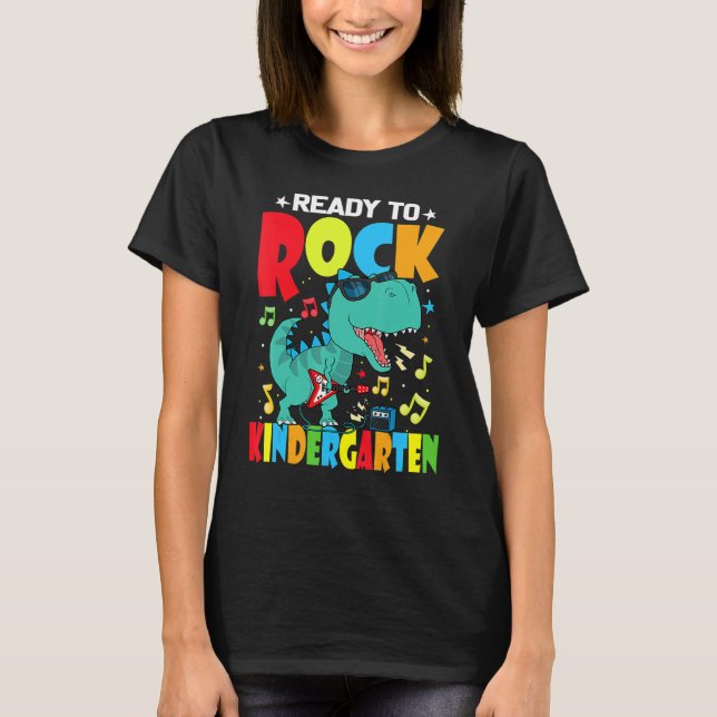 Redo till Sten Kindergarten Dinosaur Back to schoo T Shirt (Framsida)