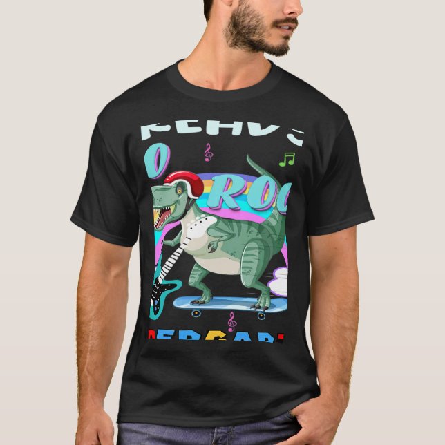 Redo till Sten Kindergarten dinosaur första dagen  T Shirt (Framsida)