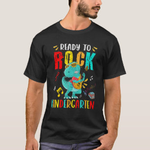 Redo till Sten Kindergarten rex som spelar gitar T Shirt