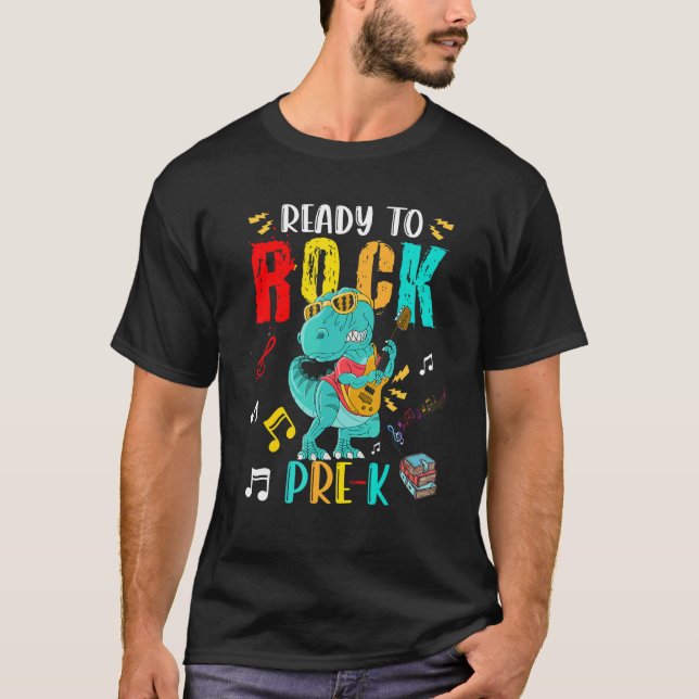 Redo till Sten Pre K rex-uppspelningsgitar T Shirt (Framsida)