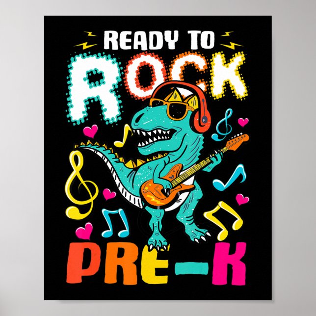 Redo till Sten PreK Dinosaur Back to school Boys K Poster (Framsidan)
