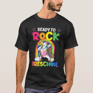 Redo till Sten Preschool Dabbing Unicorn tillbaka T Shirt