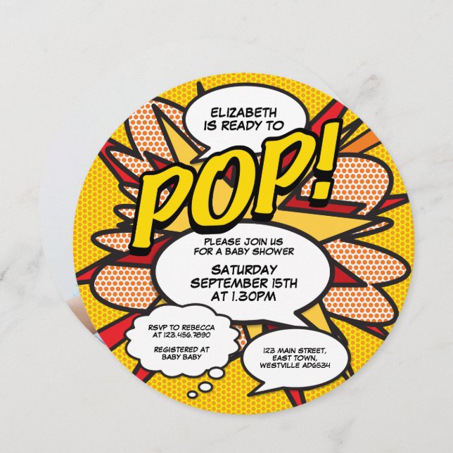 Redo till Tecknaden Retro för Roligt av popup-föns Inbjudningar (Fram/baksida)