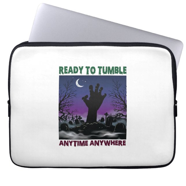 Redo Tumble Zombie Hand Halloween Kyrkogård Måne_ Laptop Fodral (Framsidan)
