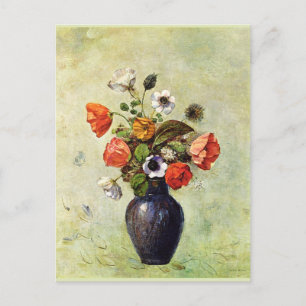 Redon - Anemones och Poppies i Vas, Vykort