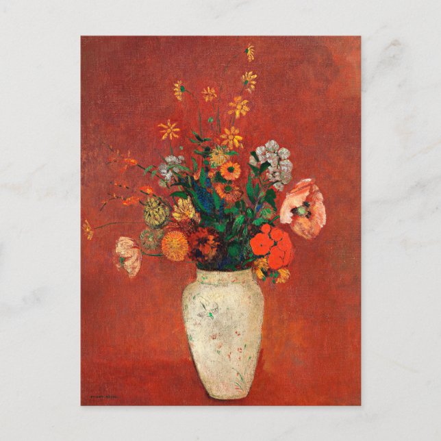Redon - Bouquet i kinesiska Vas Vykort (Framsida)