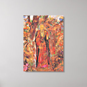 Redon - Buddha som vandrar bland blommorna Canvastryck