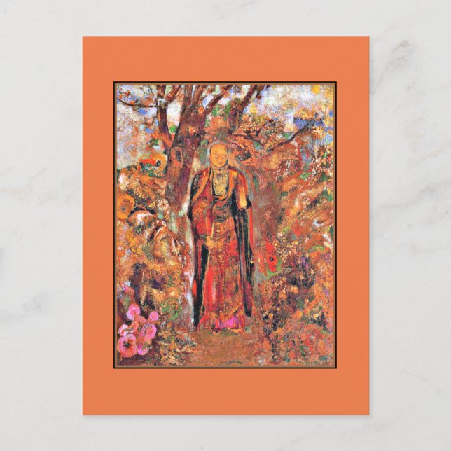 Redon - Buddha som vandrar bland blommorna Vykort (Framsida)