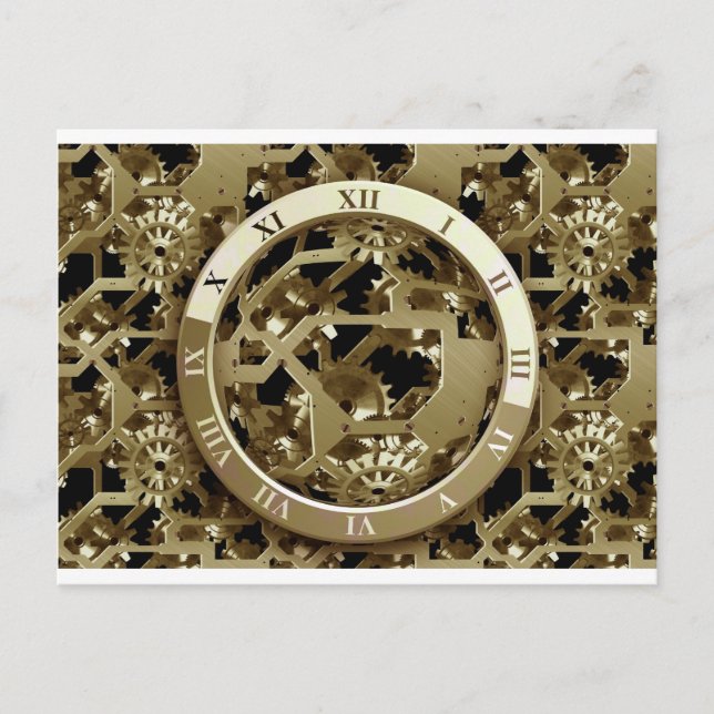 Redon Clock Office Design Digital Art Destiny Vykort (Framsida)