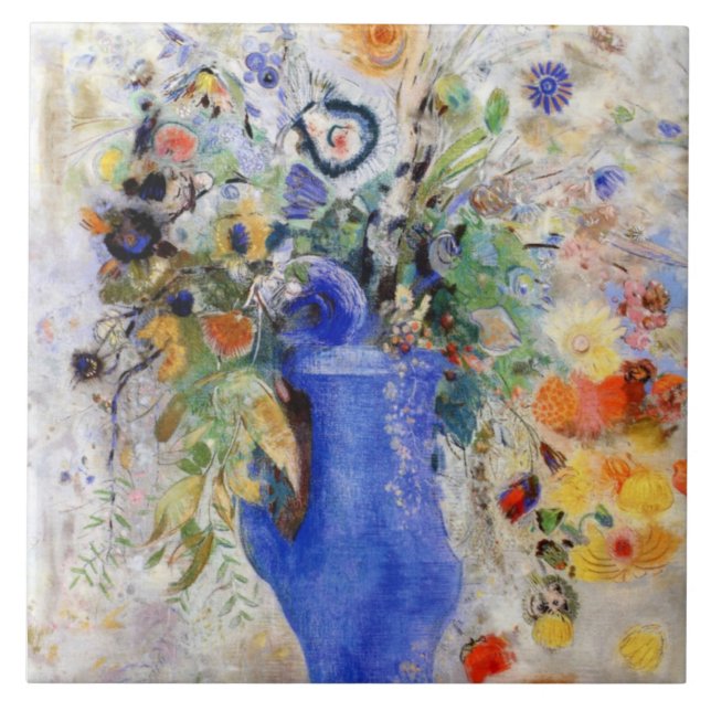 Redon - Large Bouquet i Pastel Blue Kakelplatta (Framsidan)