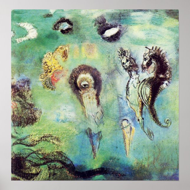 Redon - Sjöhästar på Underwater Scape 1909 Poster (Framsidan)