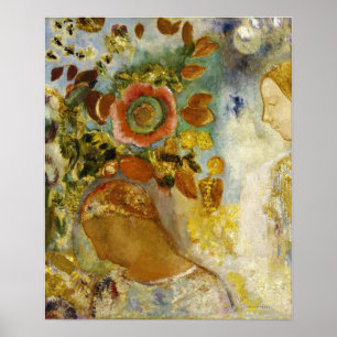 Redon - Två unga flickor bland blommor Poster