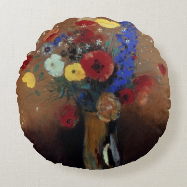 Redon: Vildblommor, C1912 Rund Kudde (Framsidan)