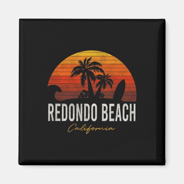 Redondo Beach California Handflatan Vacation Surfa Magnet (Framsidan)