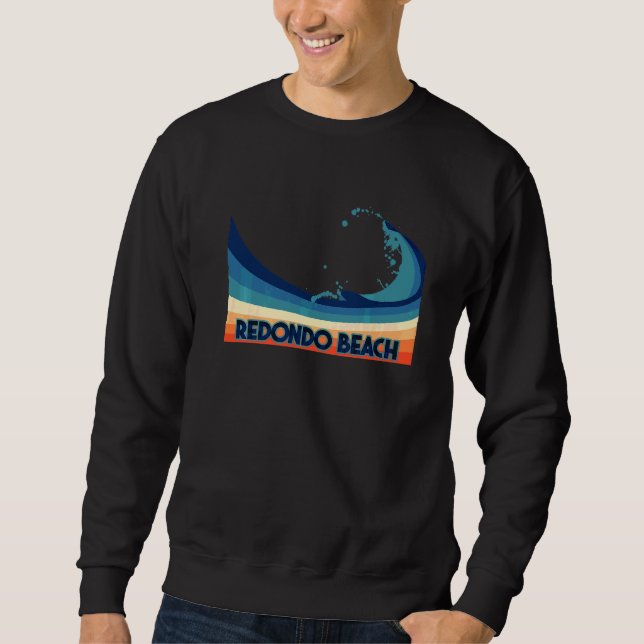 Redondo Beach Kalifornien Retro Surfing Segling &  Lång Ärmad Tröja (Framsida)