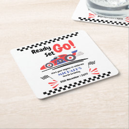 Redot Ålder födelsedag Ställ in den röda blå Tävli Underlägg Papper Kvadrat