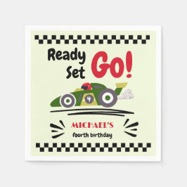 Redot Ålder födelsedag Ställ in Grön Tävling-bil Pappersservett