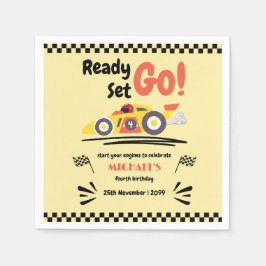 Redot Ålder Födelsedag Ställ in Gult Tävling-bil Pappersservett