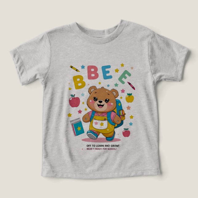 Redot Bear-y för skolan - Cute Kindergarten Back-t T Shirt (Design Framsida)