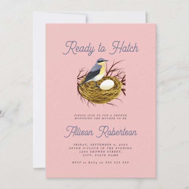 Redot Cute till Hatch Baby Shower Inbjudningar (Framsida)
