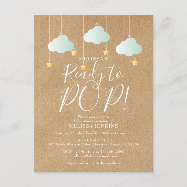 Redot Cute to Pop Rustic Neutralt Baby Shower Inbjudan Vykort (Framsida)