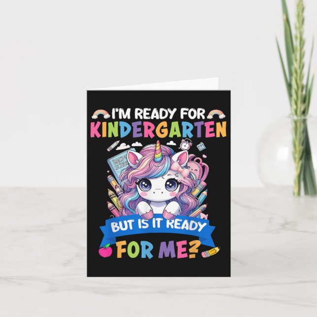 Redot för Kindergarten Unicorn första dagen Sch Kort (Framsida)